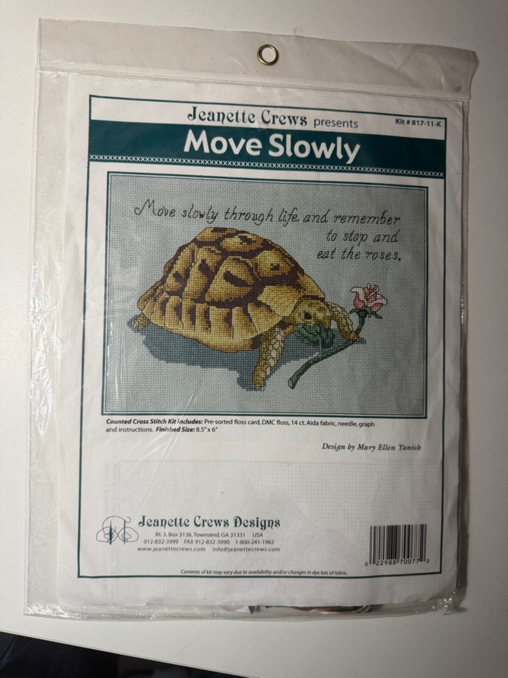 Jeanette Crews "Move Slowly" Turtle Cross Stitch Kit